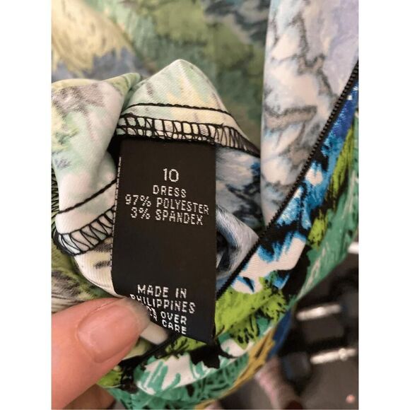 AGB dress size 10 NWT stretchy blue green zipper - Picture 8 of 9